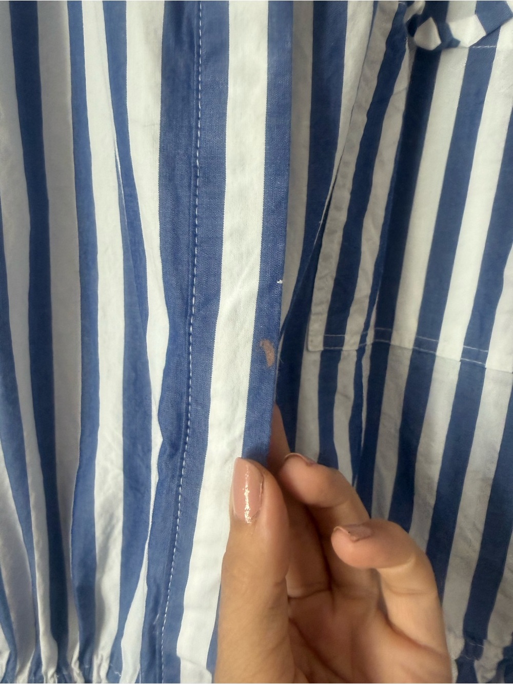 Steve Madden Blue and White Striped Long Sleeve Shirt Dress - Picture 4 of 4